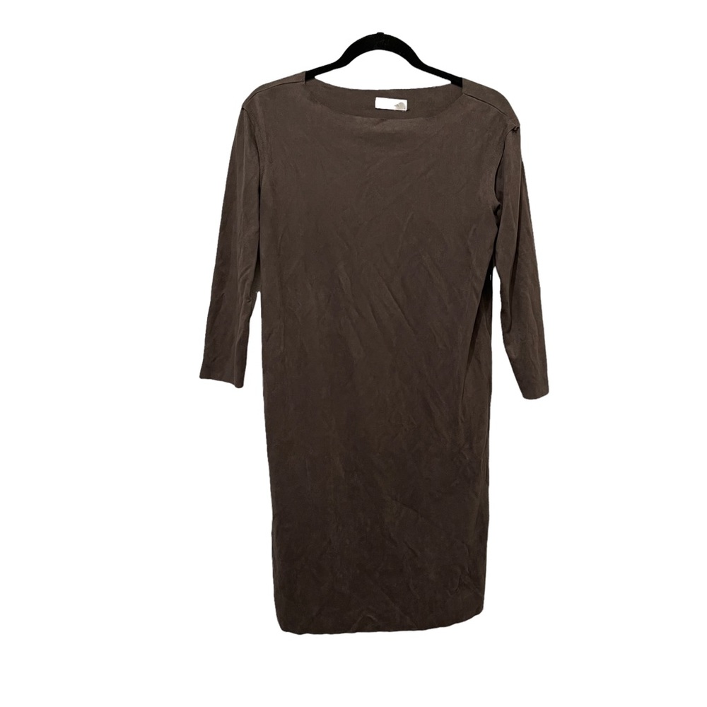 Lovoda Gray Suede 3/4 Sleeves Pocket Pullover Midi Dress Womens Size M